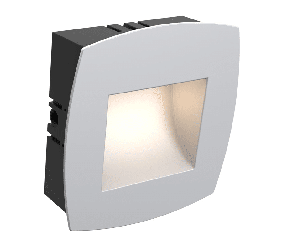 Lumascape (Holm) rNook-16 11" 120V Silver Recessed Wall Light with MKNOK16S Mounting Kit | rNOK-16-SV-L20K30-MD-ES-SV