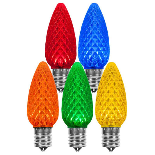25 Pack C9 Multi-Color LED Superbrite Holiday Christmas Faceted Bulb - Lighting Disty - 81876