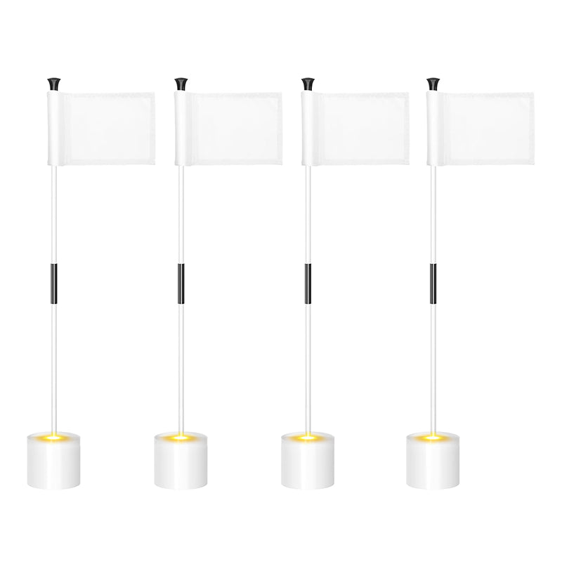 Brilliance 4-Set 3W LED Illumi Golf Cup Light with 3' White Flag for Putting Green (Golf-Beam-4)