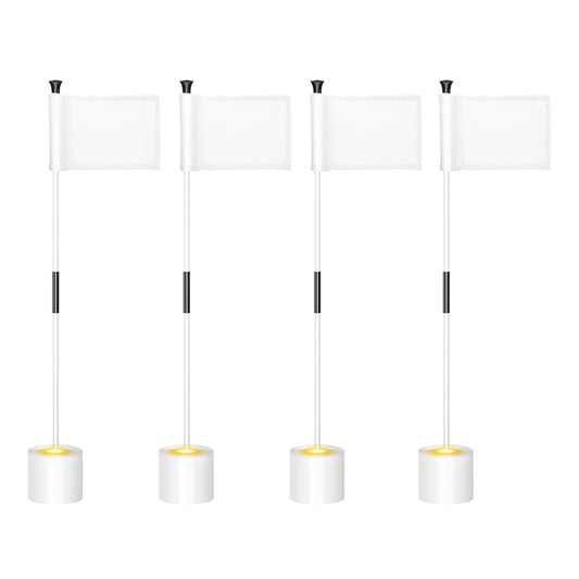 Brilliance 4-Set 3W LED Illumi Golf Cup Light with 3' White Flag for Putting Green (Golf-Beam-4)