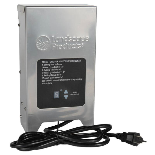 Landscape Products LP-TR1 Multi-Tap Stainless Steel LED Lighting Transformer with Timer and Photocell