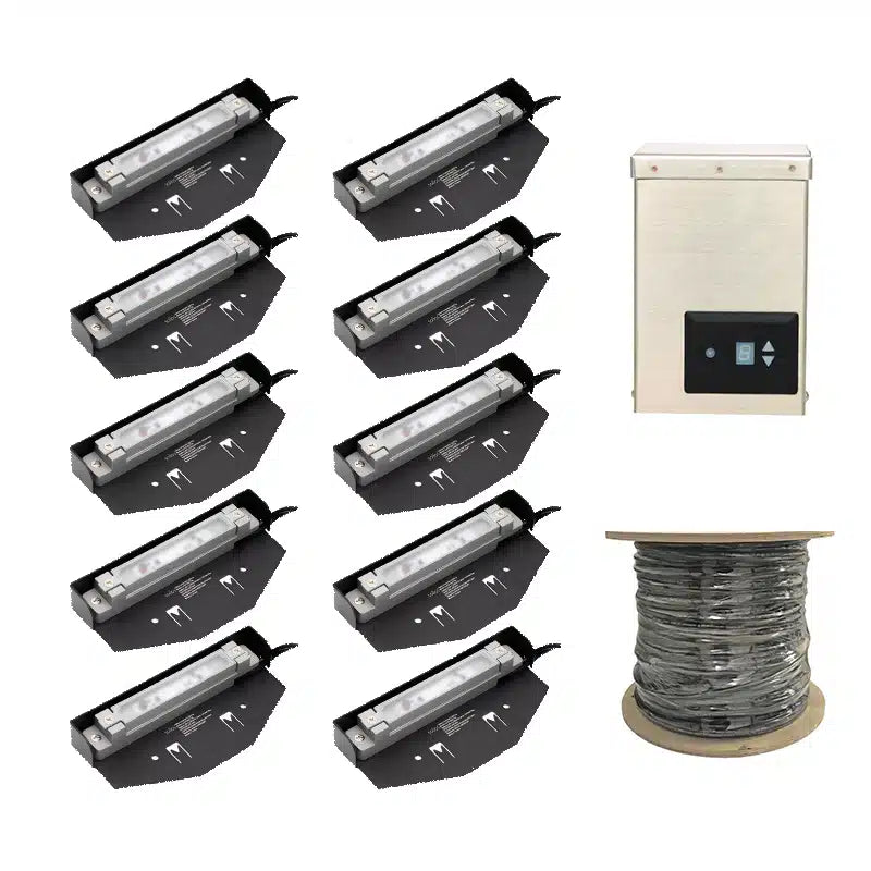 Sollos Hardscape Kit 99981 10x LLA055-TZ-827 Ledge Light, 120V TR12SS-INT-120 Transformer, 100' 16/2 Wire