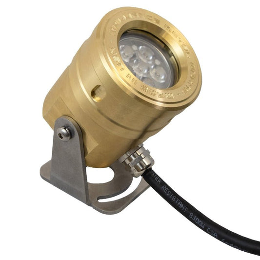 Brilliance Aquabeam Underwater Light Adjustable MR16 4W LED 2700K 30 Degree Brass (ADJ-AQUABEAM-4-2700-30) - Lighting Disty - ADJ-AQUABEAM-4-2700-30